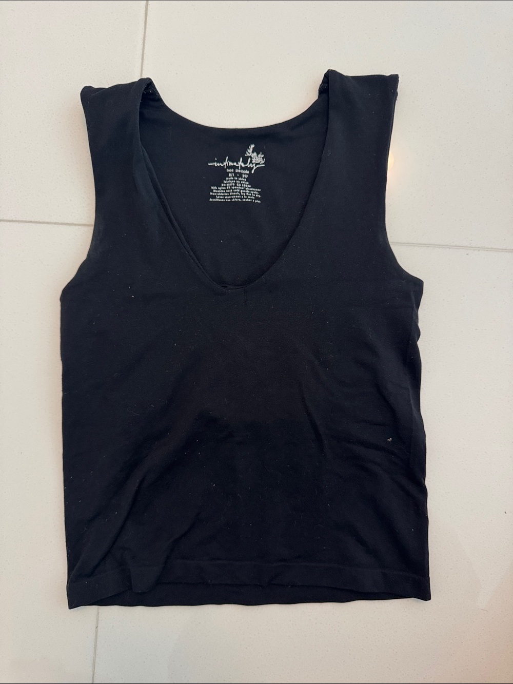 Free People Black V-Neck Ribbed Tank